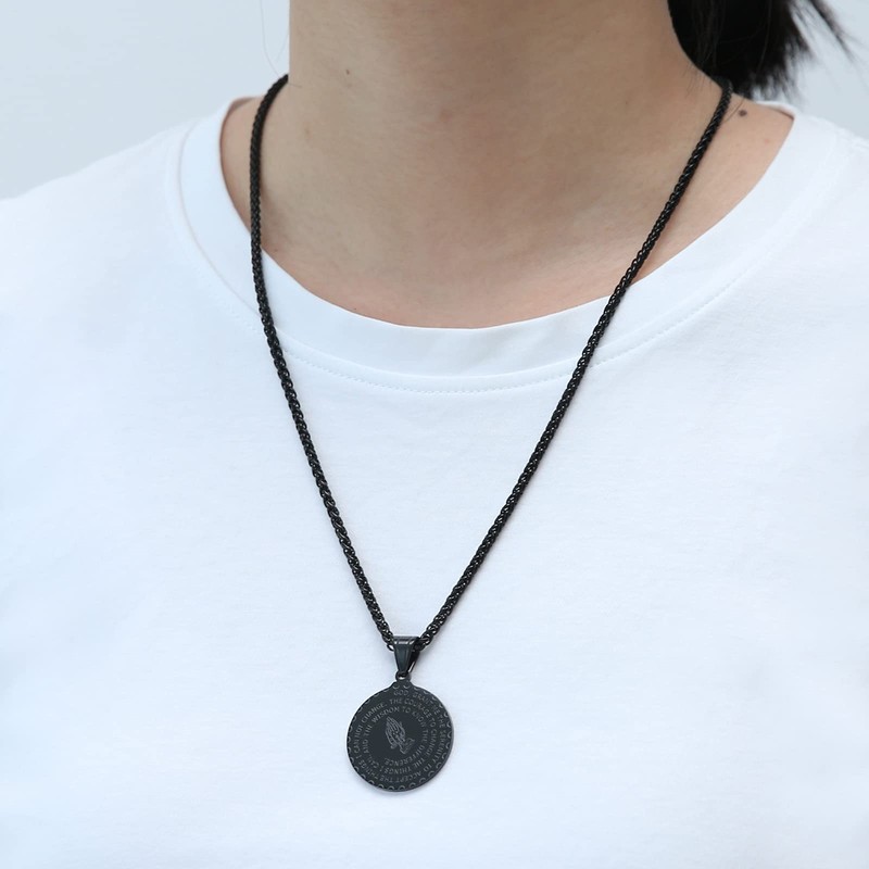 AsAlways Bible Verse Prayer Necklace Gold Stainless Steel Praying Hands