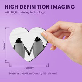 1 x Heart MDF Magnets - Cute Penguin Pair Holding Hands 43341