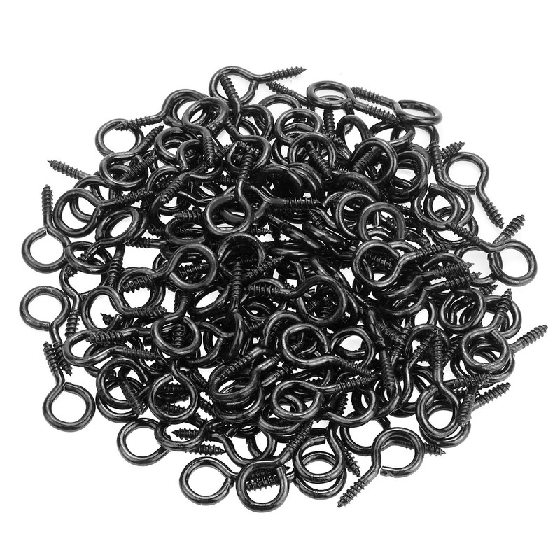Powlankou 160 Pieces 1 inch Screw Eyes, Black Zinc Plated