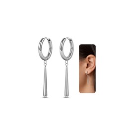 G23 Implant Grade Titanium Hoop Earrings for Sensitive Ears, Hypoallergenic Small Huggie Hoops 8mm 10mm 12mm, Hinged Sleeper Cartilage Earrings Flatback Stud for Women Men (Silver/Black/Gold)