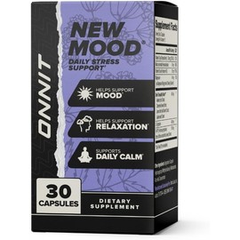 ONNIT New Mood Daily Stress Support Capsules, IGEN™ Non-GMO Tested, Sleep and Mood Support Supplement for Men and Women, Daily Stress Management Capsules, 30 Count