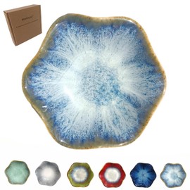 Coffee Spoon Rest for Coffee Bar Accessories, Small Spoon Rest for Coffee Station, Flower Ceramic Tea Spoon Holder for Teaspoon Rest for Tea Spoon, 1 PC (Retro, Sea Blue)