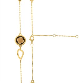 Silverly Women's Gold Plated .925 Sterling Silver Brushed Green Orange Gemstone Chain Necklace, 18 + 2"