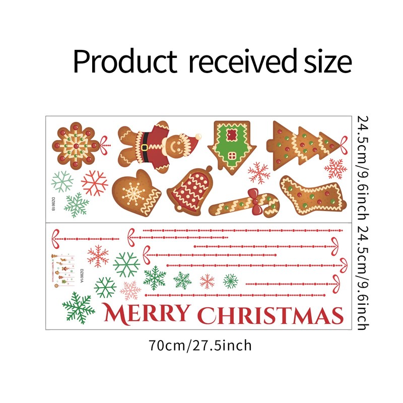 Merry Christmas Wall Decals Peel and Stick Wall Art Gingerbread