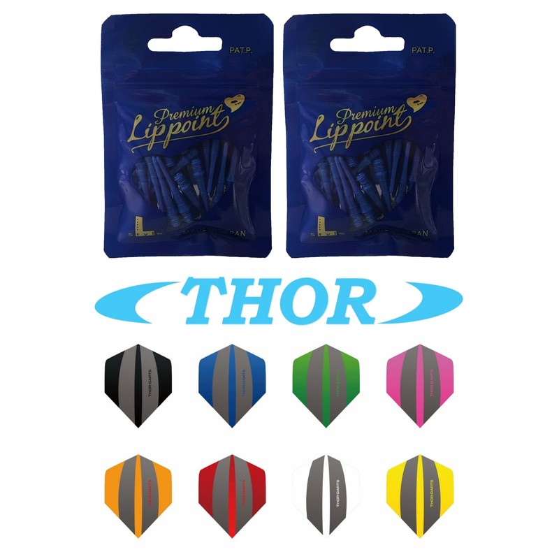 THOR-DARTS L-Style Dart Tips in Double Pack Flights (2 x