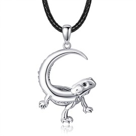 HUKKUN Bearded Dragon Necklace Sterling Silver Bearded Dragon Jewellery for Women, Sterling Silver