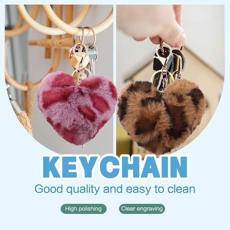 Soft Leopard Fluffy Plush Keychains for Women Girls Keychain Accessories