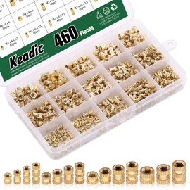 Keadic 460 Pieces M2 M3 M4 M5 Female Thread Knurled Nut Brass Threaded Insert Embedment Nuts Assortment Kit, Perfect for Fastening Fixing Injection Molding