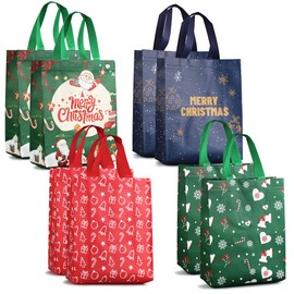 8 x Christmas Gift Bags, Christmas Carrier Bags with Handles, Christmas Treats, Multifunctional Non-Woven Fabric Bags for Gift Wrapping, Christmas Party Accessories, 31 x 25 x 11.5 cm