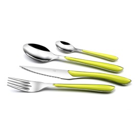 Amefa ECLAT Cutlery for 4 People, Stainless Steel with High-Quality Plastic Handles in Lime Green, 16-Piece