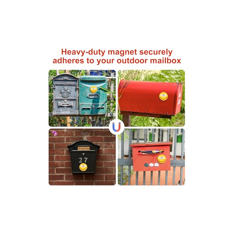 Outgoing Mail Alert Magnet - Yellow Mailbox Flag Sign (2.36"x2.36")