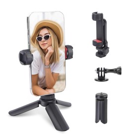 Mechrig Mechrig Mini Tripod with 360 Phone Holder & Dual Cold Shoe, Small Phone Tripod Stand for iPhone/Android, Pocket Selfie Stick Handle Grip Compatible with Cellphone/Action Camera (SY032)
