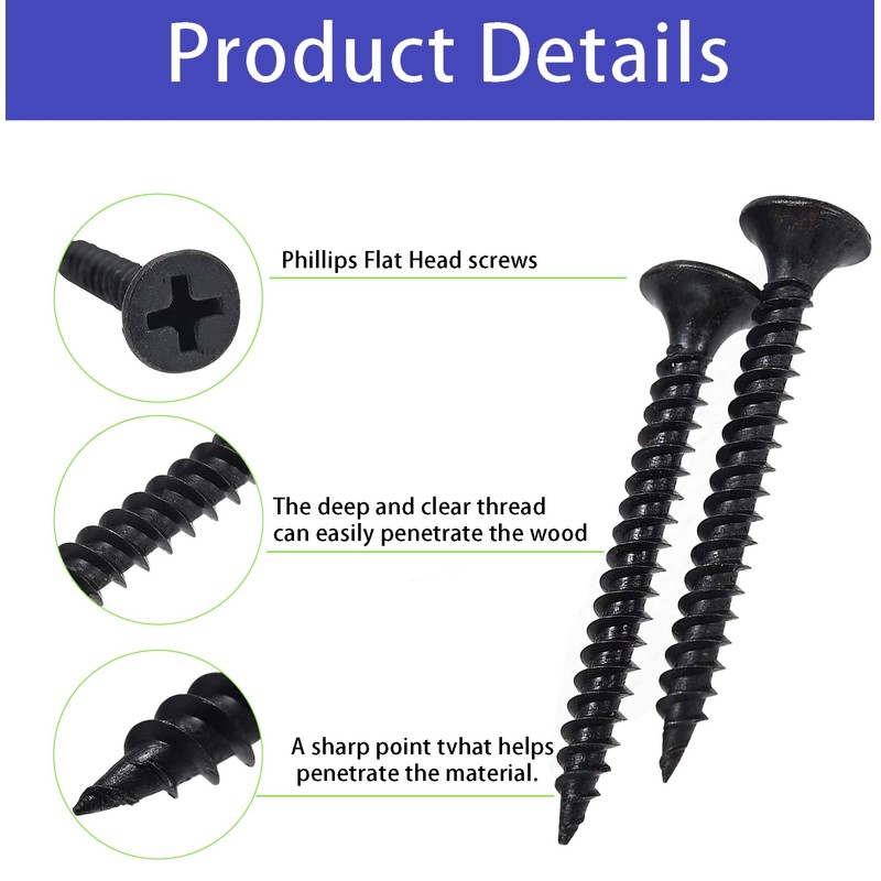 Flat Head Short Screw Assortment Set, M3&M4 Black Phillips Assorted