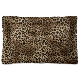 Blueangle Vintage Leopard Print Dog Bed Cat Bed, Rectangle Comfortable Pet Bed, Ultra Soft Calming Dog Bed for Small Medium Large Dogs, 18" x 24"