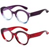 Stylish Designer Round Reading Glasses Blue Light Blocking for Women,