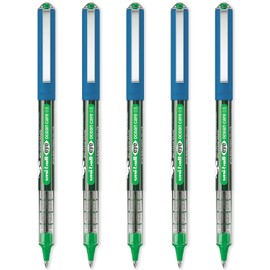 uni-ball Eye Ocean Care UB-150ROP Rollerball Pen - Micro 0.5mm Ballpoint Pen for Super Smooth Writing, Drawing, Arts, Crafts and Colouring - Colourfast, Waterproof, Pack of 5 Green Ink