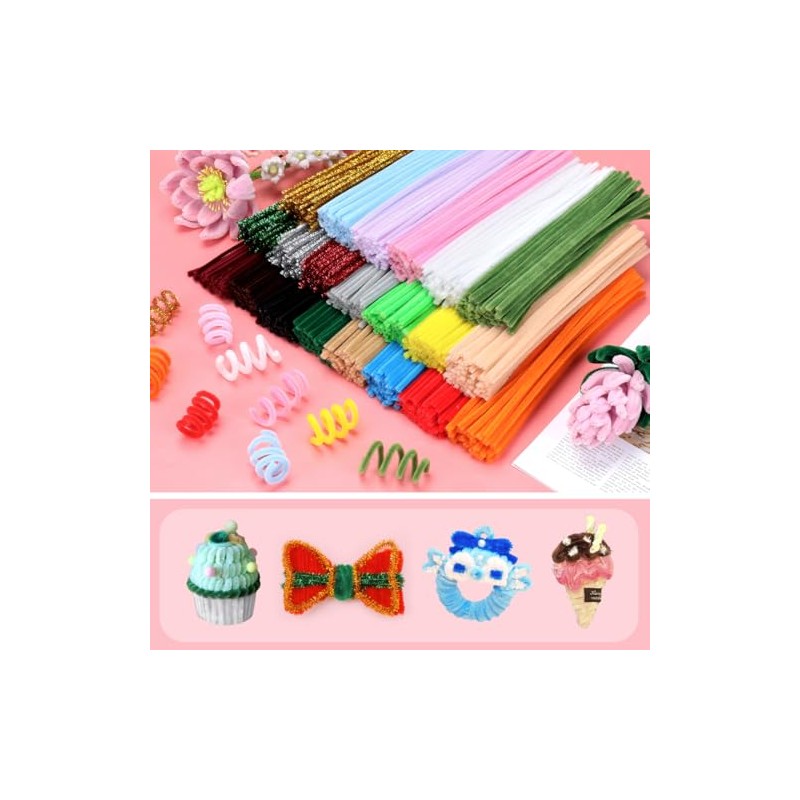 Bundooraking Apple Green Pipe Cleaners for Crafts – 12in Chenille