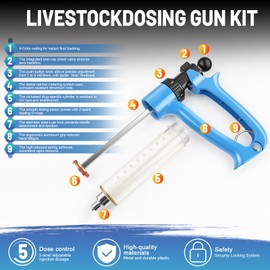 2 Pack 50ML Semi-Automatic Livestock Syringe, Continuous-Injection Syringe