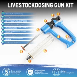 2 Pack 50ML Semi-Automatic Livestock Syringe, Continuous-Injection Syringe