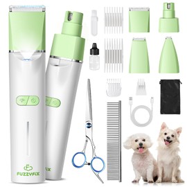 FuzzyFix Dog Grooming Kit with LED Light, 4 in 1 Pet Clippers for Cordless Electric Cat Paw Trimmer Dog Nail Grinder, Professional Grooming Supplies for Cat Matted Hair and Small Dogs Thick Coats