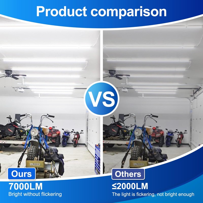 XLNYUUI Led Shop Lights, 4FT LED Light 50W 6500K 7000LM