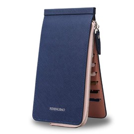 Lino Ulu Large Capacity Card Case Holds 26 Cards (Smooth Opening and Closing and Closing x No Bulk) Card Case, Thin, Large Capacity, Women's, Men's, blue