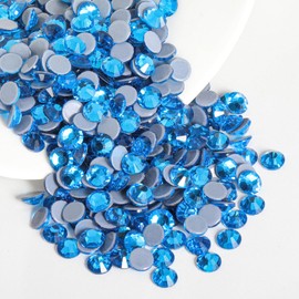Beadsland Hotfix Rhinestones, 288pcs Crystal Rhinestones for Crafts Clothes DIY Decoration, Capri Blue, SS34, 7.0-7.3mm