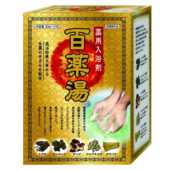Hyakusu Medicated Bath Salts, 5 Types of Herbal Medicine + Sodium Hydrogen Carbonate, 1.1 oz (30 g) x 10 Packets