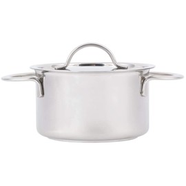 G.E.T. Enterprises Stainless Steel Stainless Steel Mini Stock Pot with Lid Stainless Steel Specialty Servingware Collection 4-80555 (Pack of 1)