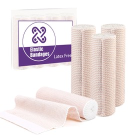 Premium Elastic Bandage Wrap 15cm x 4.5m Compression Bandages Wraps with Self-Closures Reusable Self-Closing Elastic Bandage for Arm Wrist Legs Ankle Knees 4 Pack