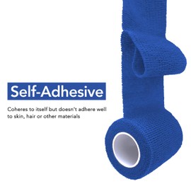 RISEN Cohesive Bandage Cohesive Bandage 2” x 5 Yards, 6 Rolls, Self Adherent Wrap Medical Tape, Adhesive Flexible Breathable First Aid Gauze Ideal for Stretch Athletic(Blue)