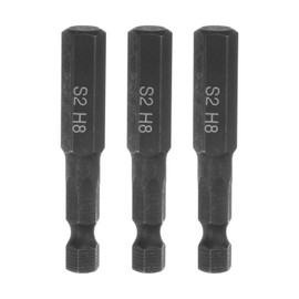 sourcing map 3Pcs 8mm Magnetic Impact Hex Head Wrench Drill Bit Metric 1/4" Hex Shank S2 Steel 2" Long for Power Drills Impact Drivers, Black
