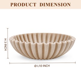 YMXYJM Large Decorative Bowl, Modern Handicraft Bowls for Home Decor, Decorative Fruit Bowl for Kitchen Counter, Ruffle Decor, Stylish Key Bowl for Entry Table, Artificial Stone Beige