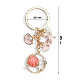 Gallkeat Shell Starfish Keychain for Women, Cute Cartoon Keychains, Bag Charms, Bags Charm, Jewellery Crafts, gold, S