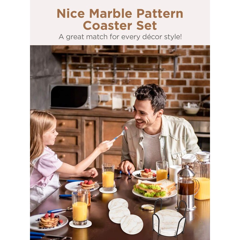 InnoGear Coasters for Drinks, 8 Pieces with Holder Absorbent Ceramic