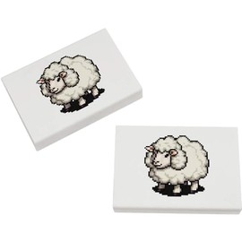 2 x 45mm 'Pixel Art Fluffy Sheep' Erasers/Rubbers (ER00040673)
