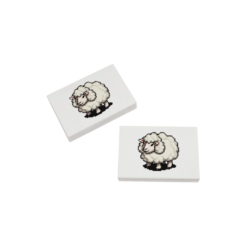 2 x 45mm 'Pixel Art Fluffy Sheep' Erasers/Rubbers (ER00040673)