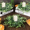 Mini Green Boxwood Candle Rings Wreaths Spring Summer Kitchen Cabinet