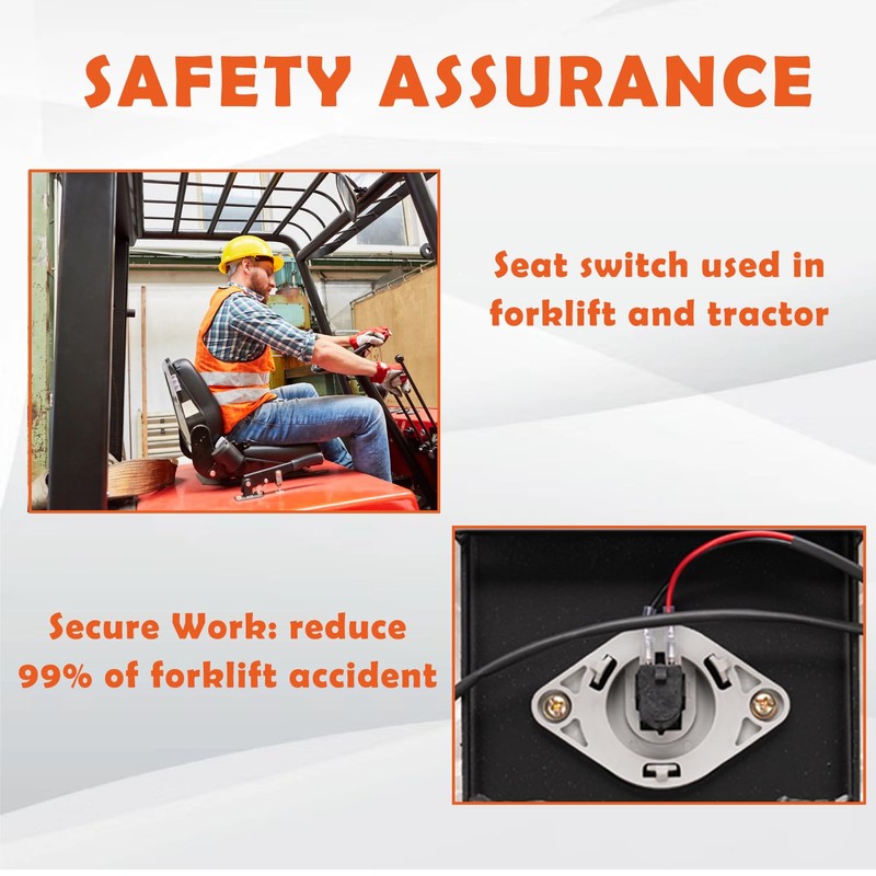 SEATIN Universal Forklift Seat,Tractor Seat,with Micro Switch,Armrest and Safety Belt,for
