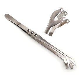 Dental Surgical Suture Tweezer Tip with Hole,Stainless Steel Operation Stitching Tweezer,Suture Corn Tweezers Dressing Forceps Serrated Tip