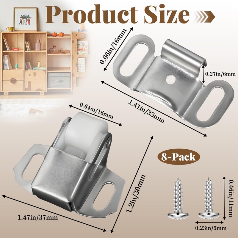 8-Set Heavy Duty Mailbox Replacement Roller Catch Latch Kit with