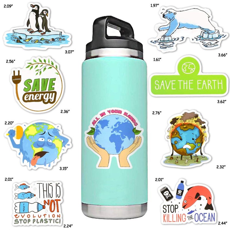 Earth Stickers Environmental Stickers Pack Waterproof Laptop Stickers for Kids