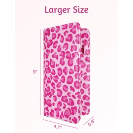 Server Book for Waitress Book with Zipper Pocket and Magnetic Closure, 5"×9" Pink Leopard Cute Server Wallet with Money Pocket, Restaurant Waitstaff Organizer Fit Server Apron