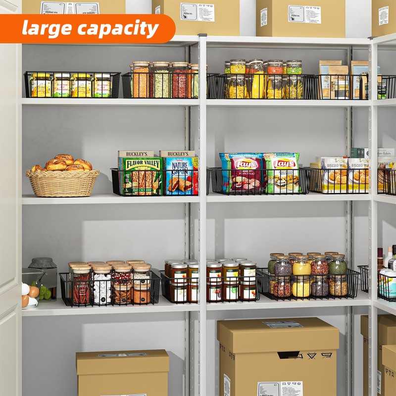 Simple Trending 12 Pack Extra Large Wire Storage Baskets, Pantry