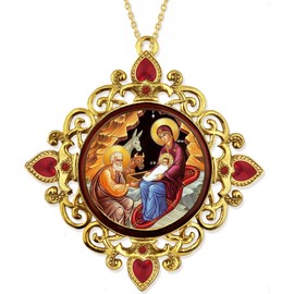 Religious Christmas Ornament, Nativity Scene Nativity of Christ Icon Ornament for Tree Room Wall Christmas Tree Decoration Gift idea, 4 Inch