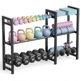 Dumbbell Rack 3-Tier Adjustable 50inch Weight Rack For Kettlebell Home Gym Dumbbells 5-50lb