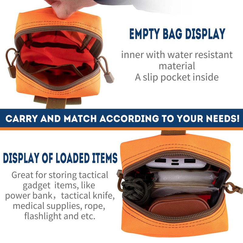 bvya 2 Pack Tactical Molle Pouch Multi-Purpose Compact Waist Pack