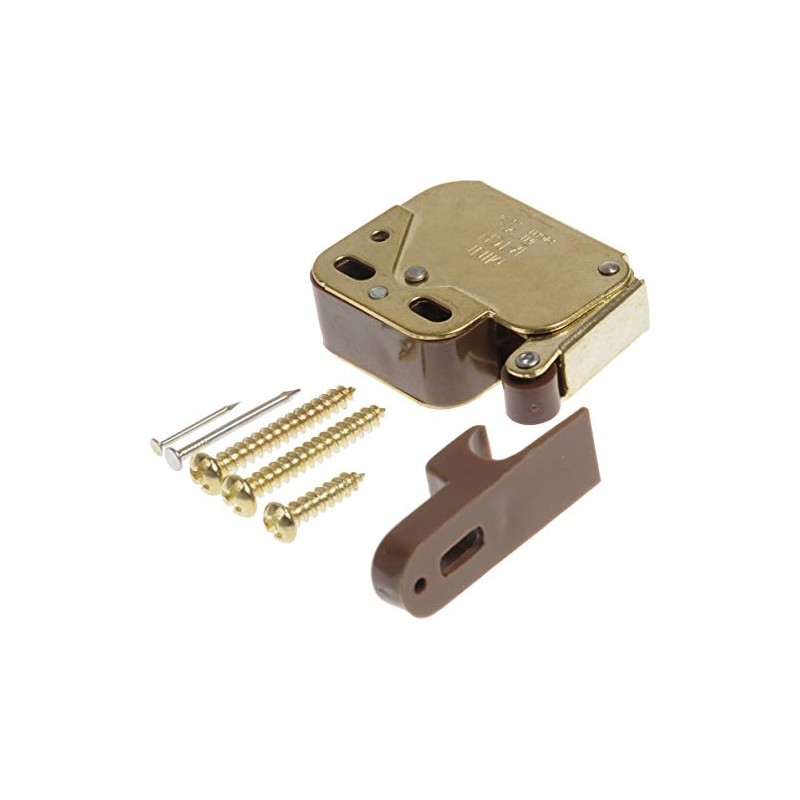 The Hillman Group 59280 Polished Brass Mini-Latch with Catch, 2-Pack