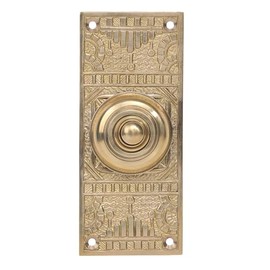 SKANDH Decorative Rectangular Brass Bell Push Button | Vintage Chime Push Button for Doorbell, Home, Office, and Commercial Use (Polish Brass)
