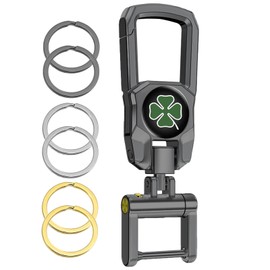 WOSITE Metal Car Keychain with 6 Key Ring for Jeep, Honda, Toyota, Ford, Chevy, GMC, Dodge & More, Four Leaf Clover, 3.15IN